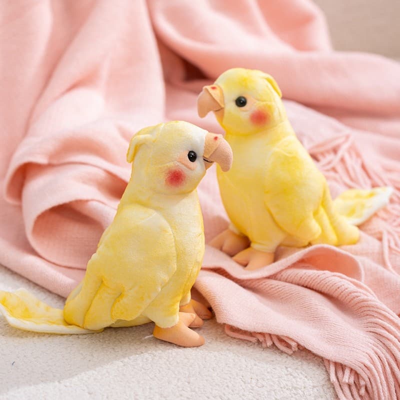 Simulação cacatua brinquedo de pelúcia bonito pássaro amarelo boneca pássaro decoração pai-filho presente de aniversário