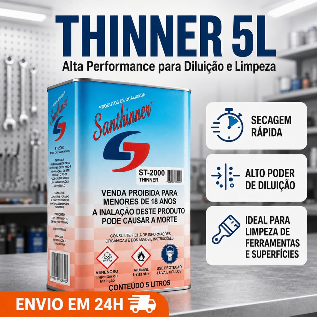 Thinner 5L Diluente Multiuso Pintura Pincel Rolo Pistola