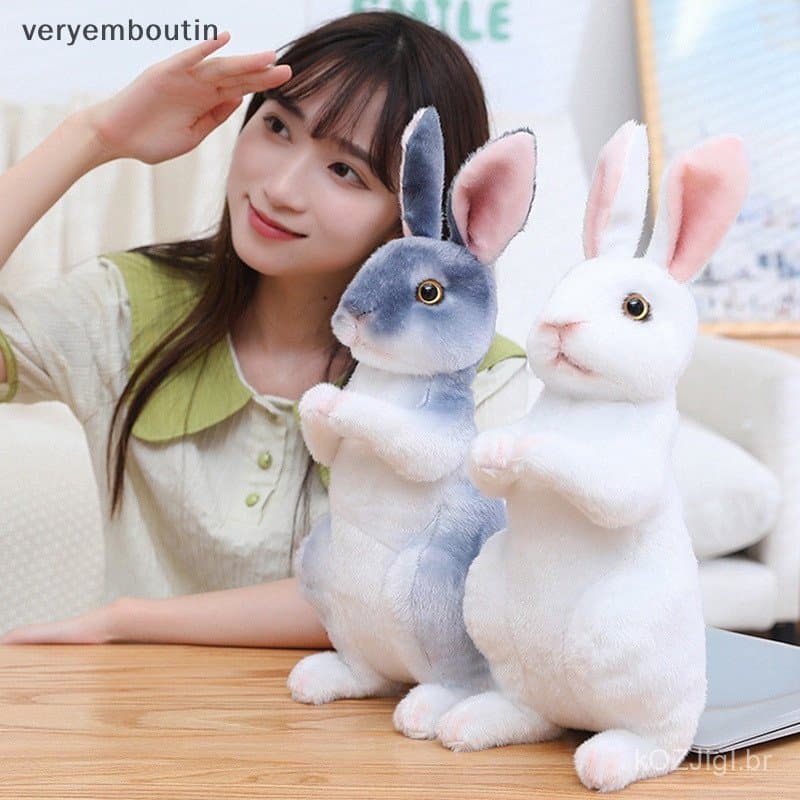 bouti Simulação Coelho Pelúcia Realista Kawaii Animal Páscoa Brinquedo bo