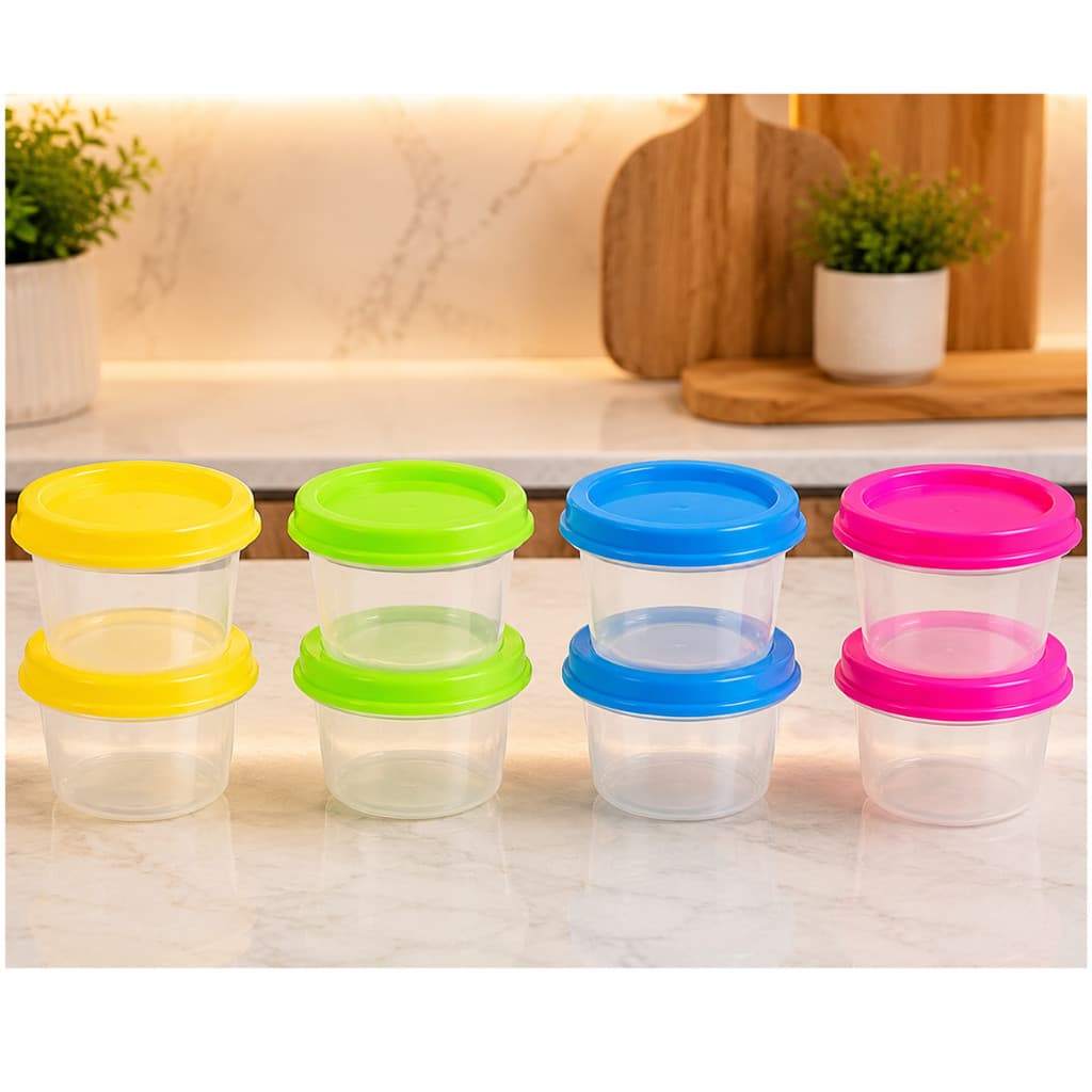 Kit 8 Mini Potes com Tampa Hermética 40ml para Temperos Geladeira Freezer Artesanato e Organização