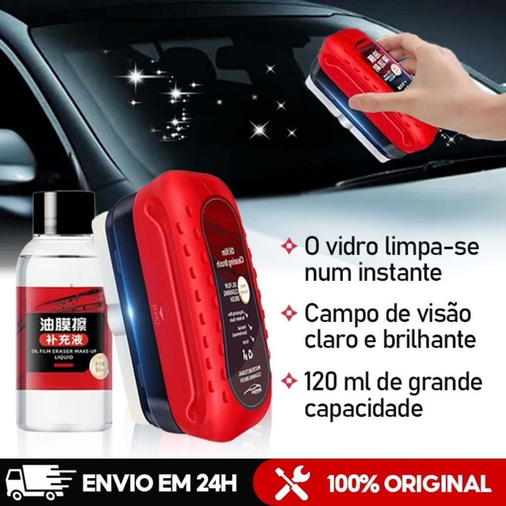 Escova de limpeza de filme de óleo de vidro de carro 120ml, armazenamento conveniente