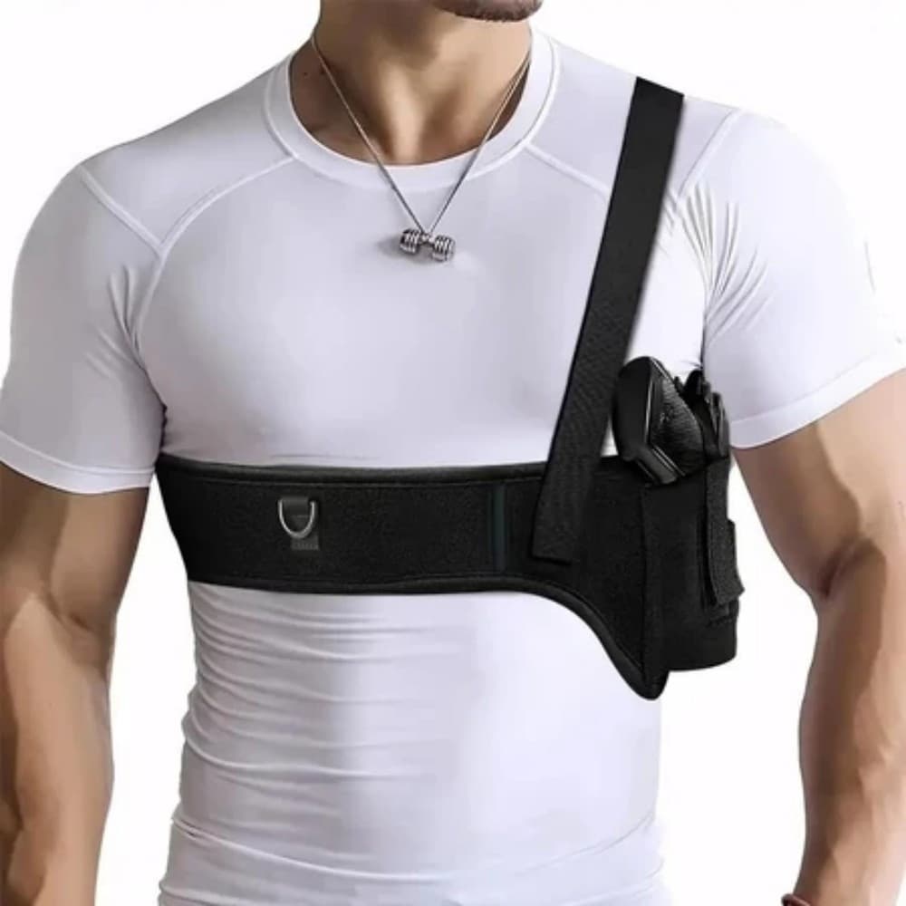 Coldre Tático Axilar e Cintura – Ajustável – Compatível com Pistolas Full Size – Porte Velado