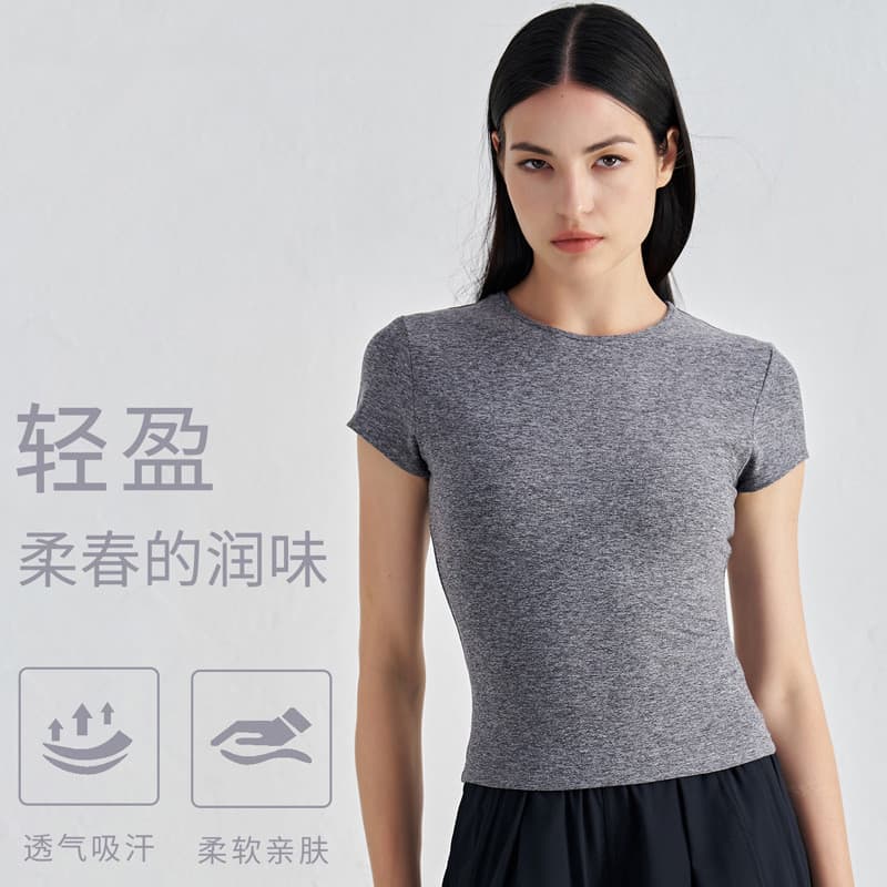 Mao's Home Confortável Esportes Manga Curta Fitness Top Casual Yoga Wear High-End Sense Cintura Estreita