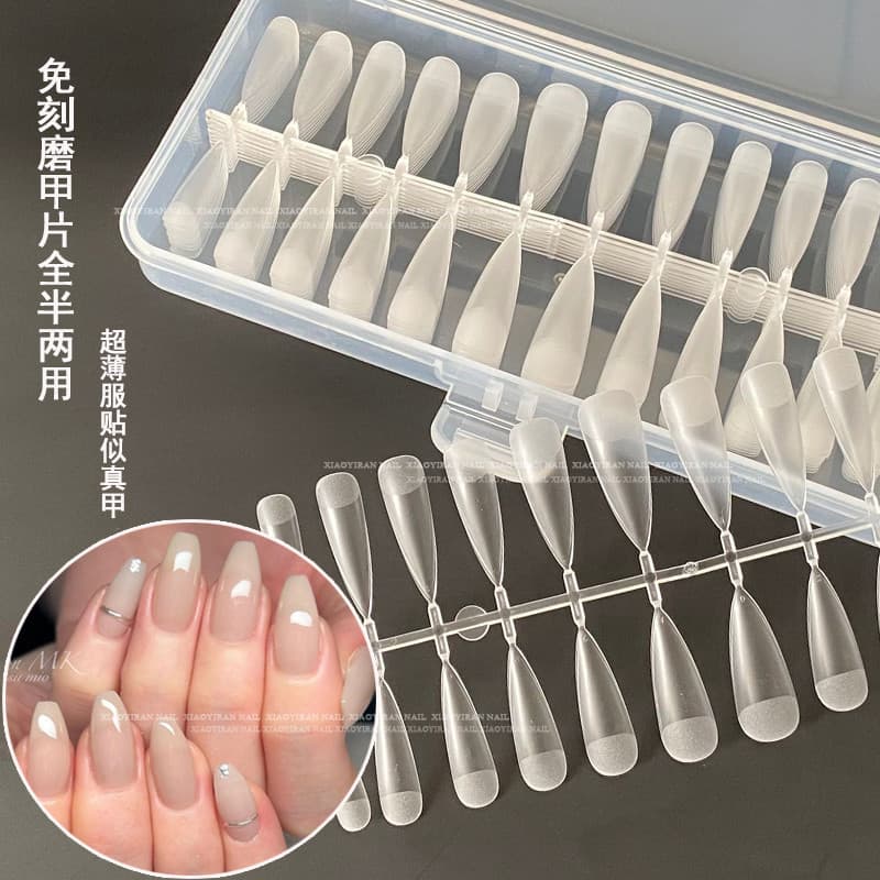 Remendo de unhas ultrafino produto acabado usar sem gravura sem costura transparente meio adesivo extensão prego remendo