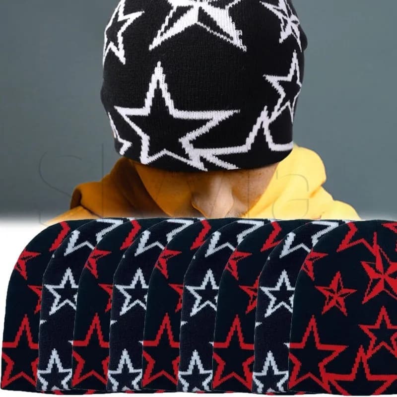 Beanies Soft Y2k Star Impresso Boné De Tricô Uso Diário Unisexo Acessórios Para Esportes Exteriores Hip-hop Chapéus Quen