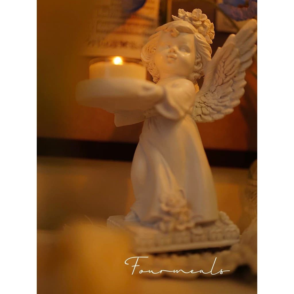 < Capítulo do Anjo > Castiçal Vela Perfumada de Cera de Chá Decoração Retro Arte Francesa Jantar Romântico à Luz de Vela