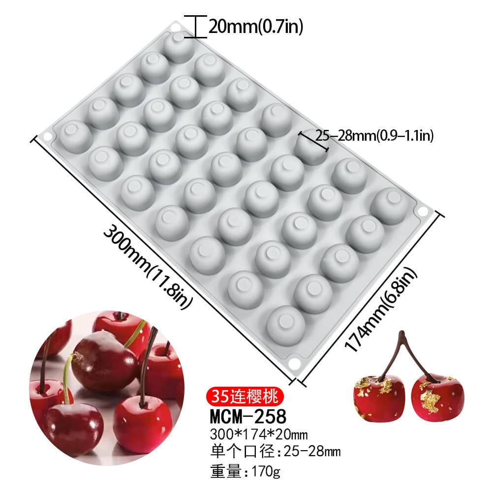 35 molde de Mousse de cereja forma de frutas bolo cozimento molde de Silicone DIY sobremesa molde de geléia de Chocolate