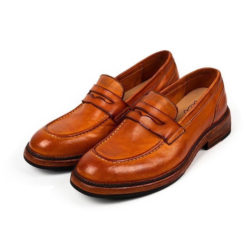 Americano Retro Goodyear macacão sapatos de couro cavalo sapatos masculinos sola de couro genuíno dedo do pé virado Casu