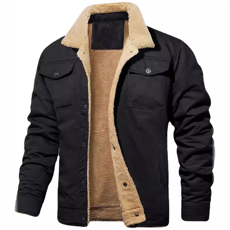 Jaqueta Militar Com Revestimento Casual De Veludo , Casaco Para Clima Frio , Botão Quente E Grosso , Plus Size