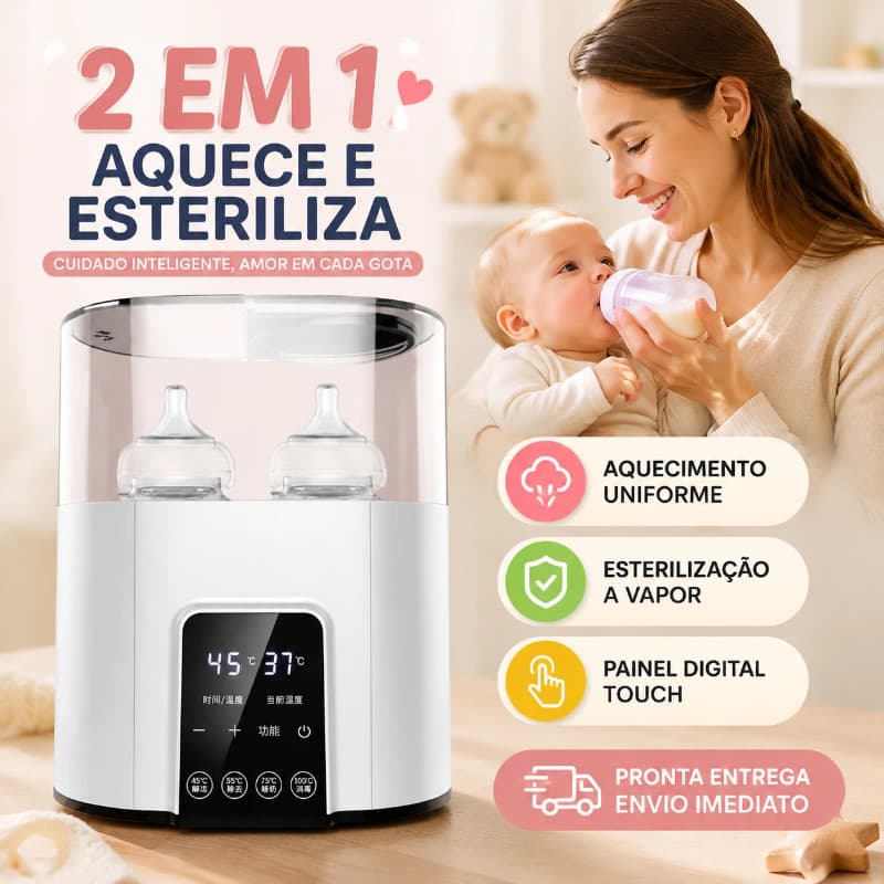 Aquecedor E Esterilizador De Mamadeiras Elétrico 2 Em 1 Duplo Automático