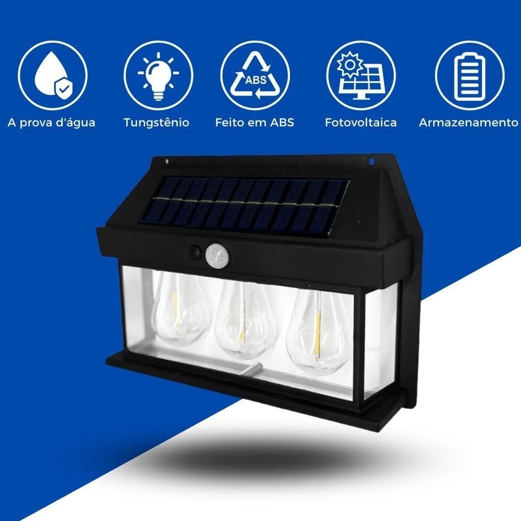 Luminaria Solar Com Sensor De Presença Automático Luz Led 18W 28W 38W 50W