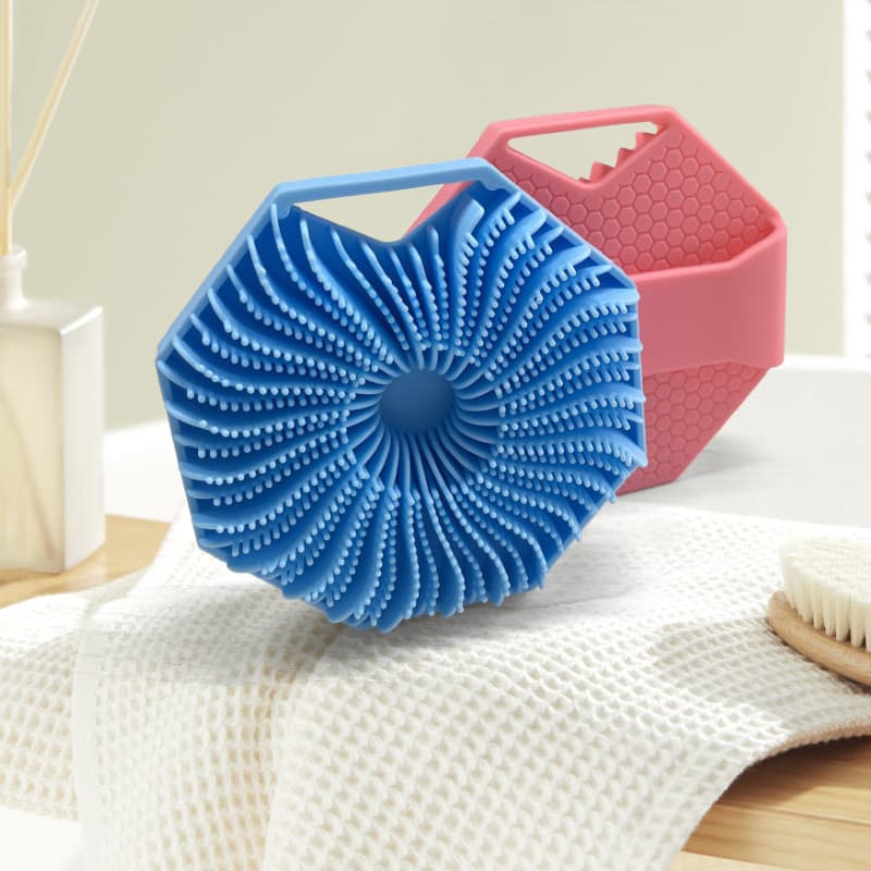 Banho flor banho banho bola de banho escova de banho de silicone portátil parede-pendurado silicone escova de banho Hexa