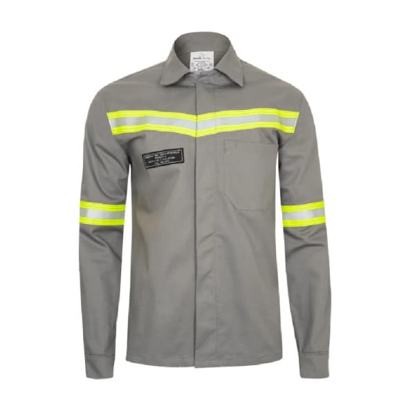 Camisa NR10 Cinza Refletivos Amarelos C.A: 50.298 Vinilseg