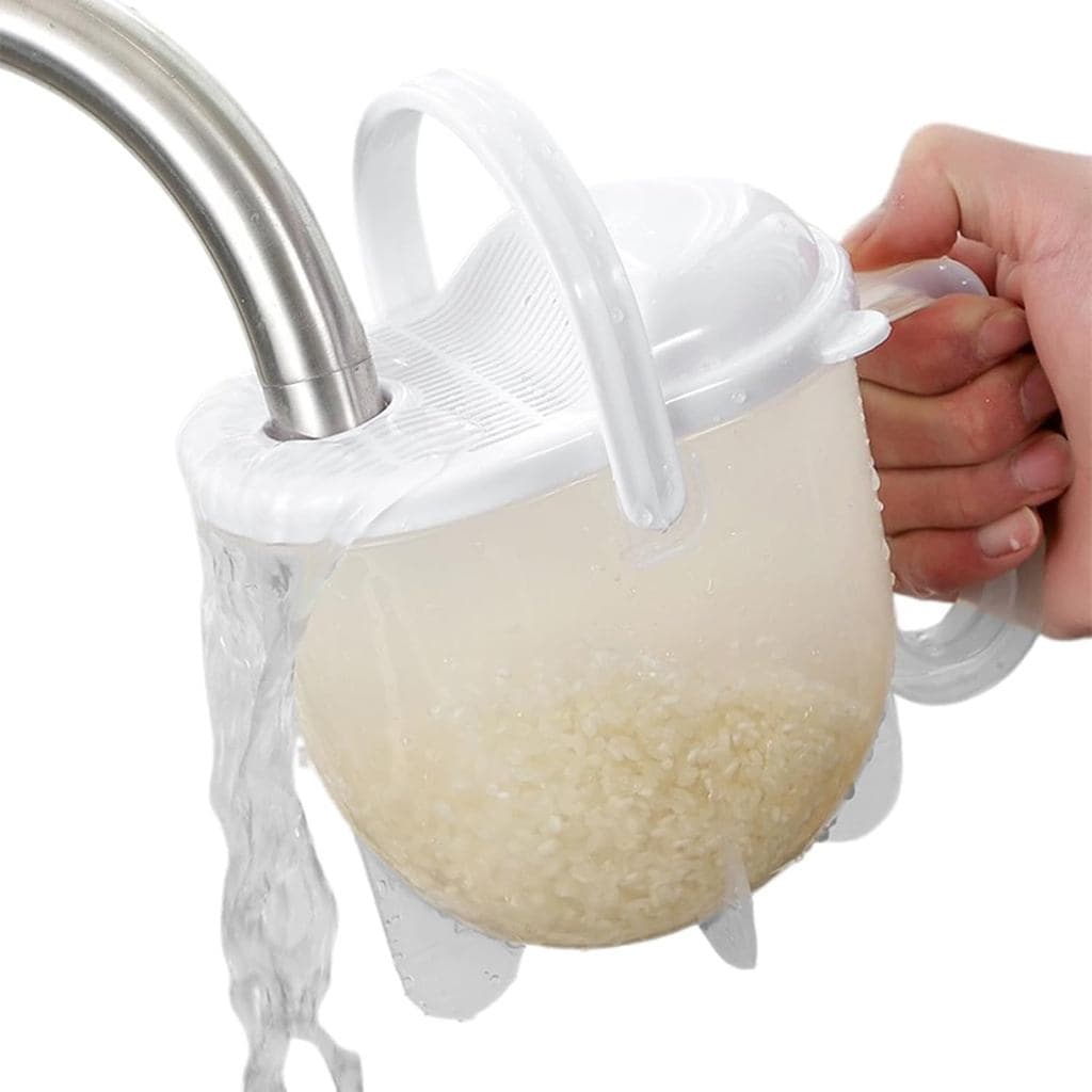 Tigela Lavadora e Coador de Arroz com Drenagem Superior, Coador de Arroz Microporoso para Lavagem de Arroz, Multigrãos,