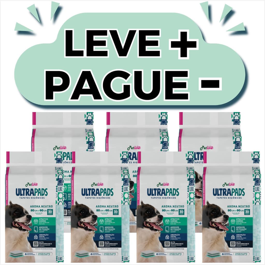 Kit 7 Pacotes Tapete Higiênico UltraPads Neutro Para Cães Petlike 80x60cm Com 210 Tapetes