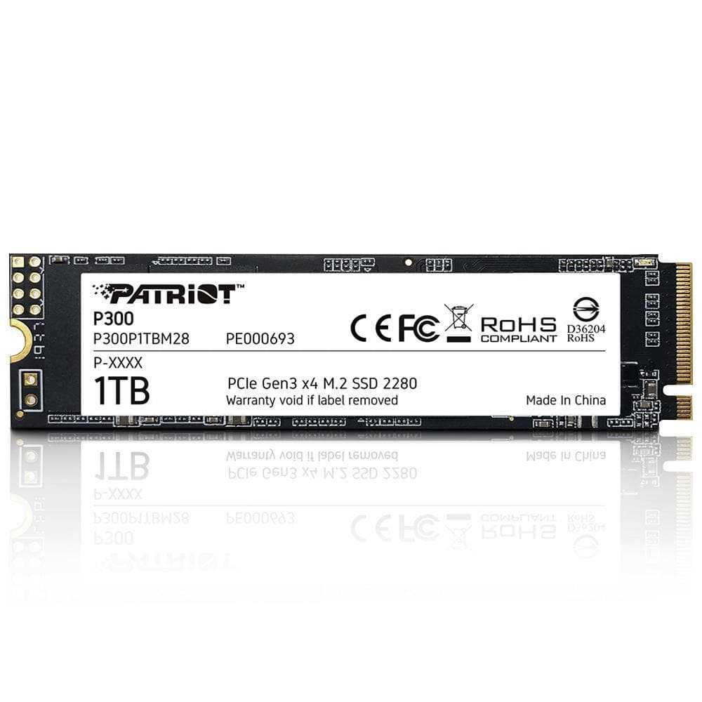SSD Patriot P300, 1TB, M.2 NVMe 1.3, Leituras: 2100MB/s e Gravações: 1650MB/s - P300P1TBM28