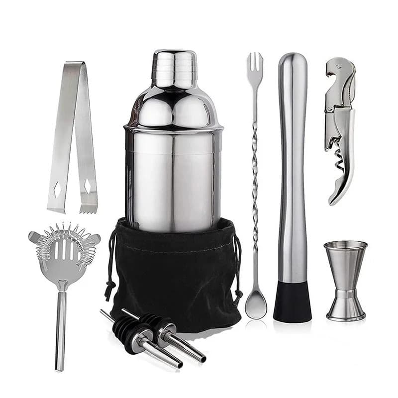 Conjunto de 6/7/10 peças de coqueteleira de aço inoxidável, ferramentas de barman, kit de barman, coqueteleira para mart