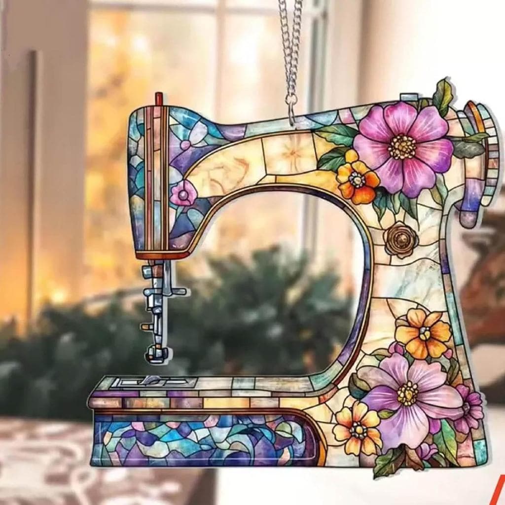 Ornamento de Máquina de Costura, Decorações de Acrílico 2D para Pendurar em Janelas, Decoração para Ateliê de Costura e