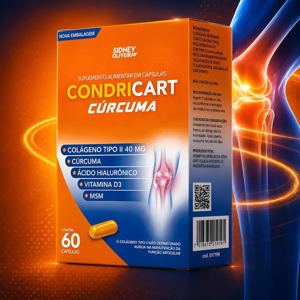 Condricart Cúrcuma Colágeno Tipo 2 Hialurônico Vitamina D3