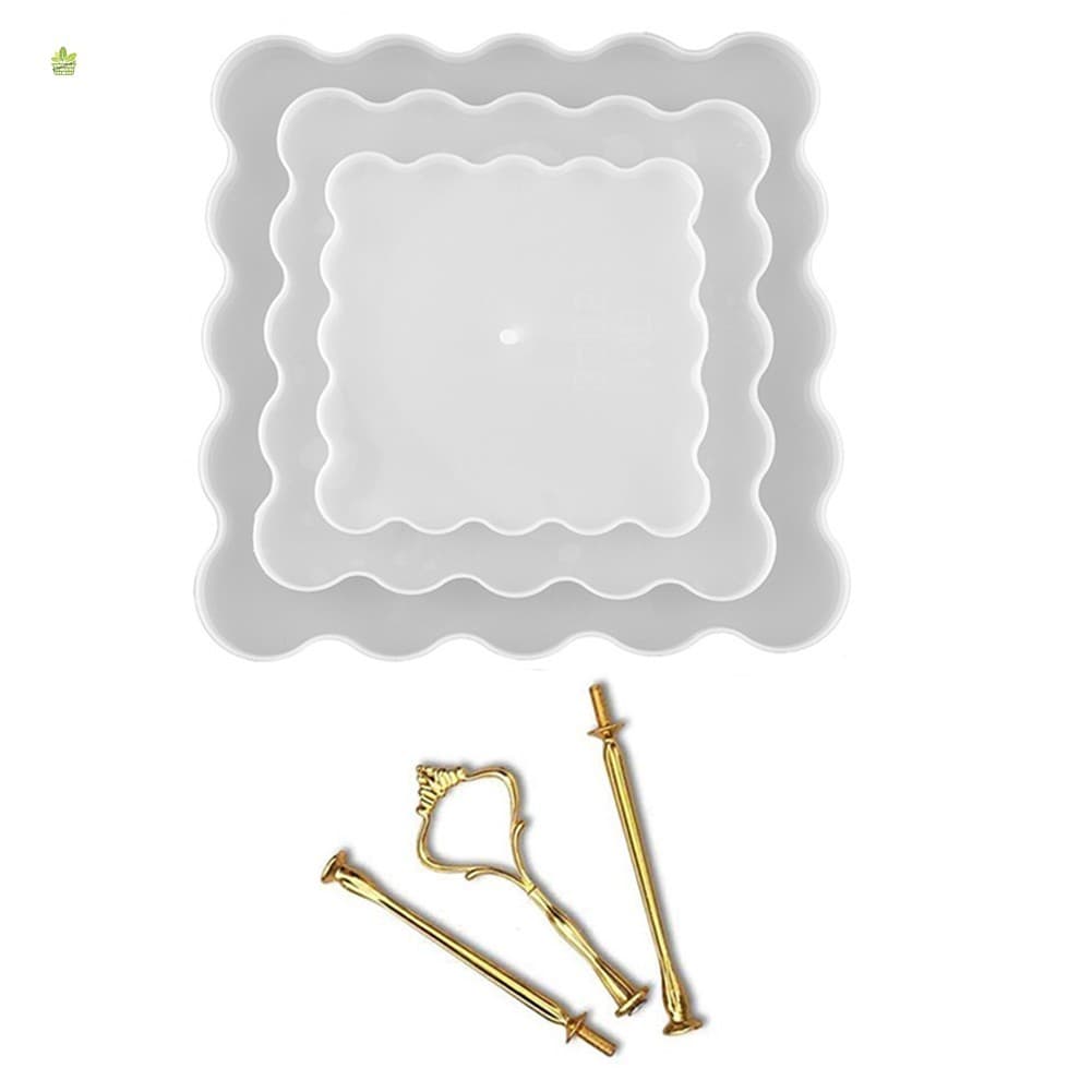 Bandeja De Frutas De Resina De 3 Camadas-Suporte De Bolo De Molde De Silicone De Ágata Para Decoração De Casa