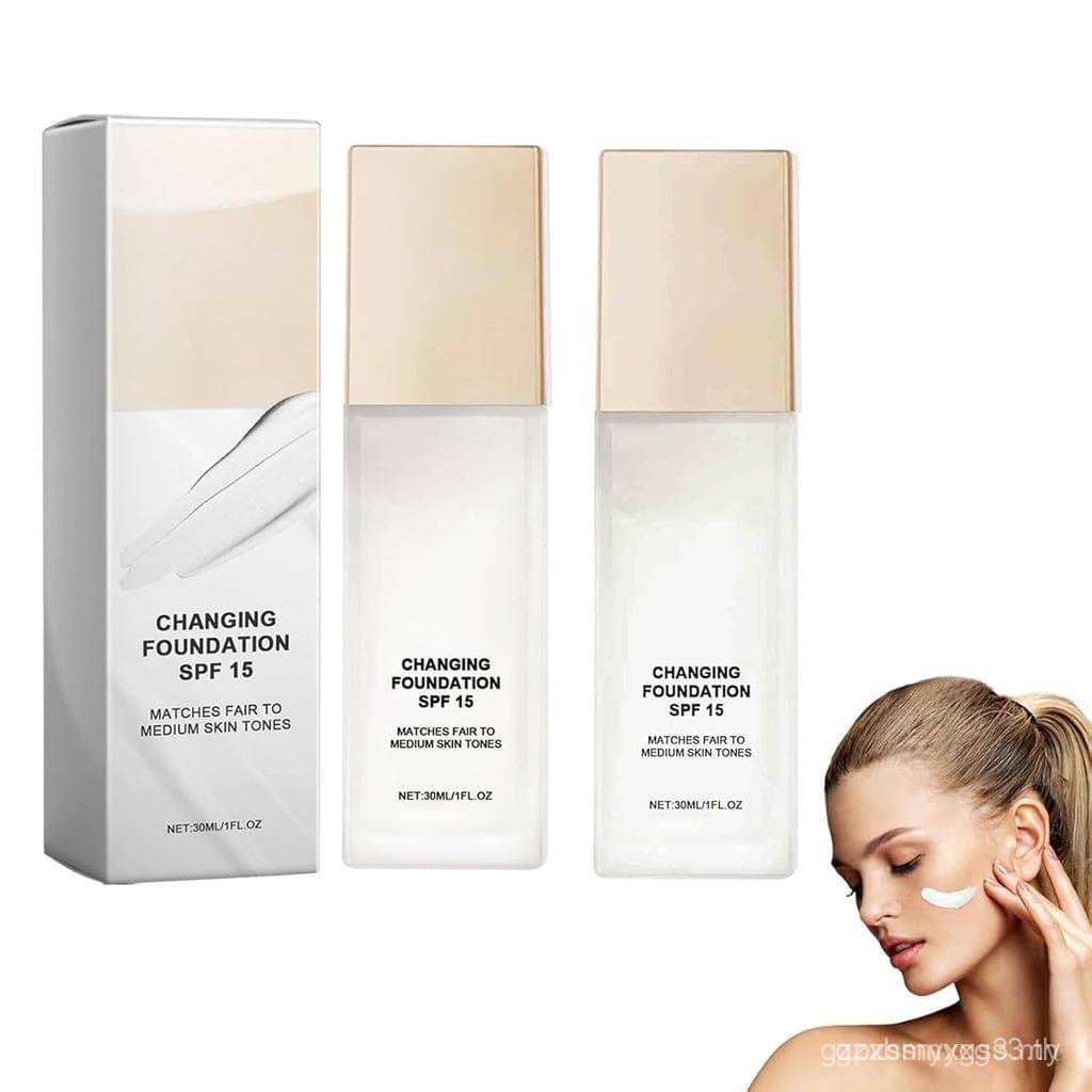 Base de Maquiagem que Muda de Cor, Base Líquida Matte Hidratante de Cobertura Total para Pele Madura, BB Cream para Tom