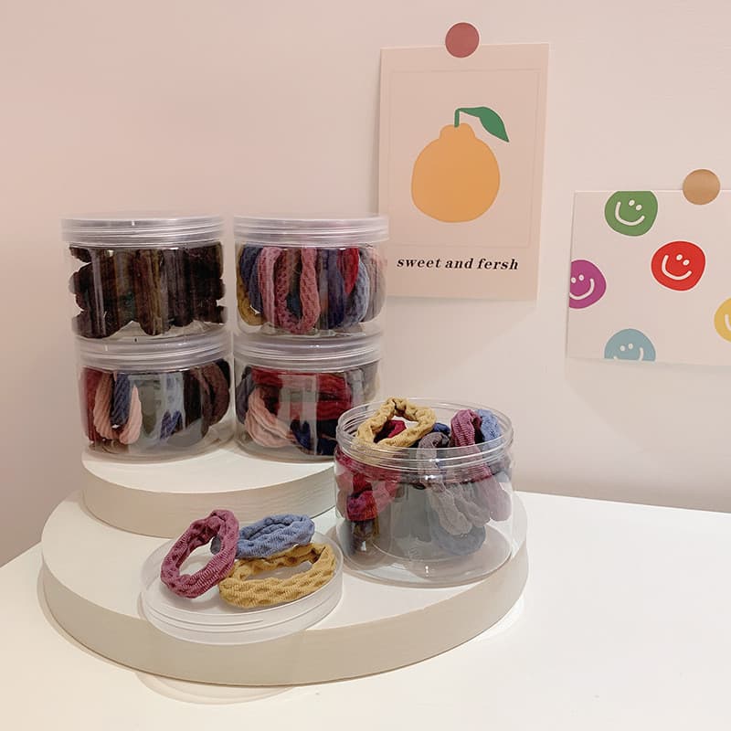 Elásticos de cabelo de alta elasticidade no estilo coreano, com padrões de ondas coloridas e designs xadrez, elásticos s