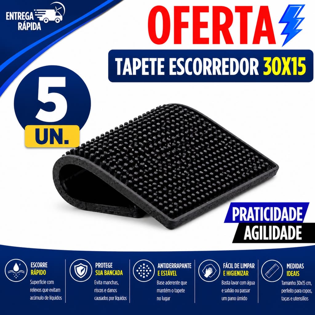 TAPETE ESCORREDOR SILICONE PARA COPOS TAÇAS XÍCARAS E UTENSÍLIOS