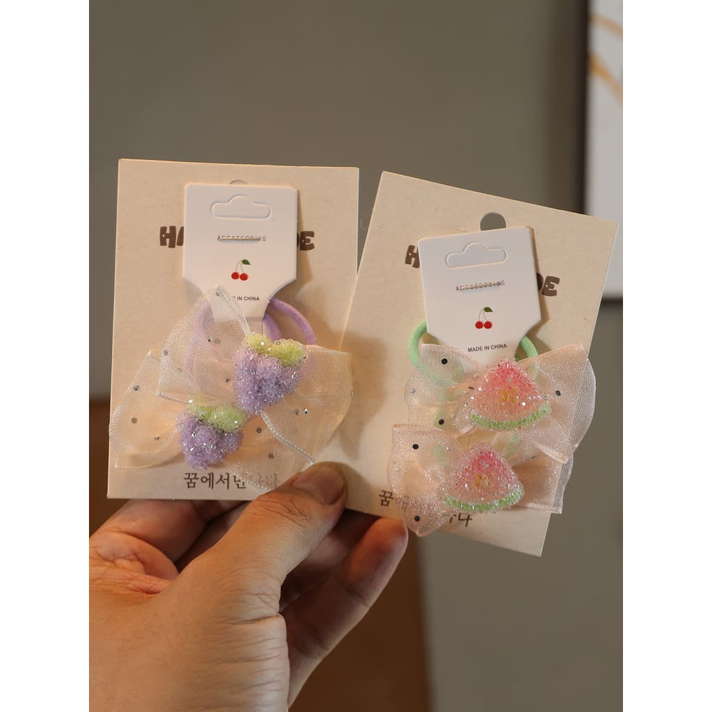 Crianças acessórios de cabelo gaze arco uva anel de cabelo piscando diamante meninas alta elástica borracha meninas All-