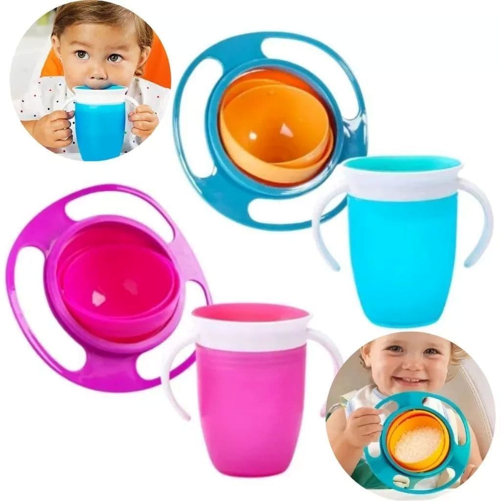 Copinho Que Nao Derruba liquido ou Pratinho Magico Giratorio 360º Que Nao Derruba comida do Bebê