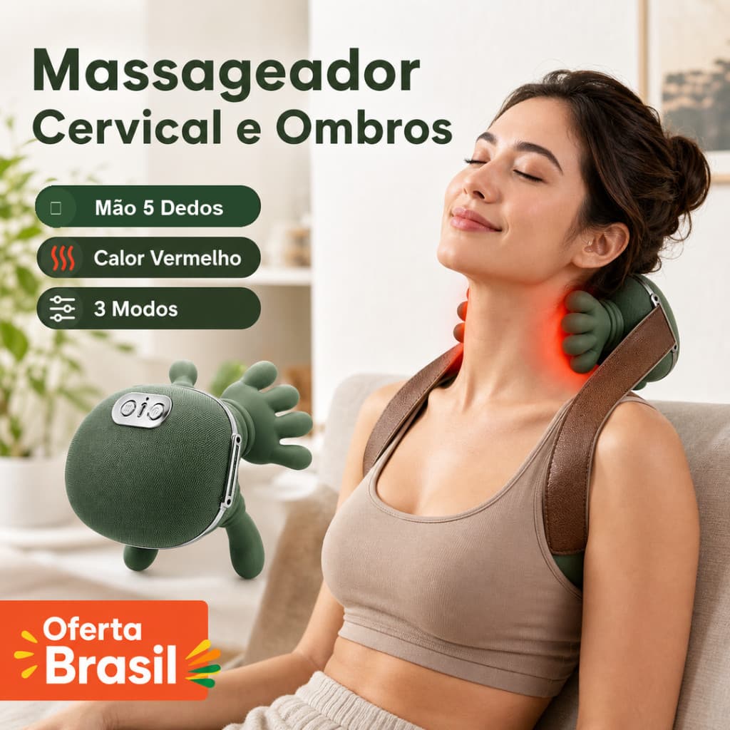 Massageador Cervical Elétrico Ombros e Pescoço, 8 Pontos Aquecimento, 3 Modos Relaxante Alívio