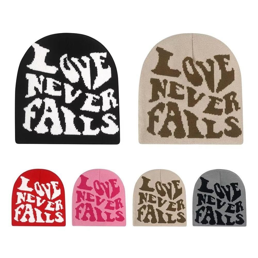 Gorro de Tricô, Gorros Elásticos com Letras, Aquecidos para o Inverno, à Prova de Vento, Estilo Y2K Masculino