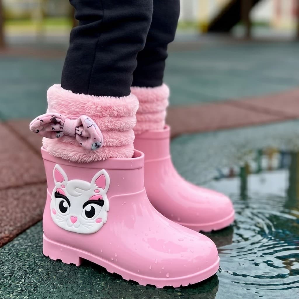 Galocha Infantil Menina Bebê Gatinha Botinha De Chuva Inverno Original Envio Imediato