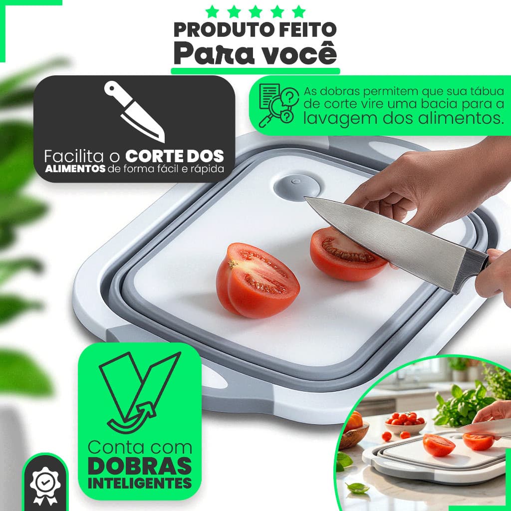Bacia Retrátil e Tábua de Corte Muito Útil Fácil de Guardar