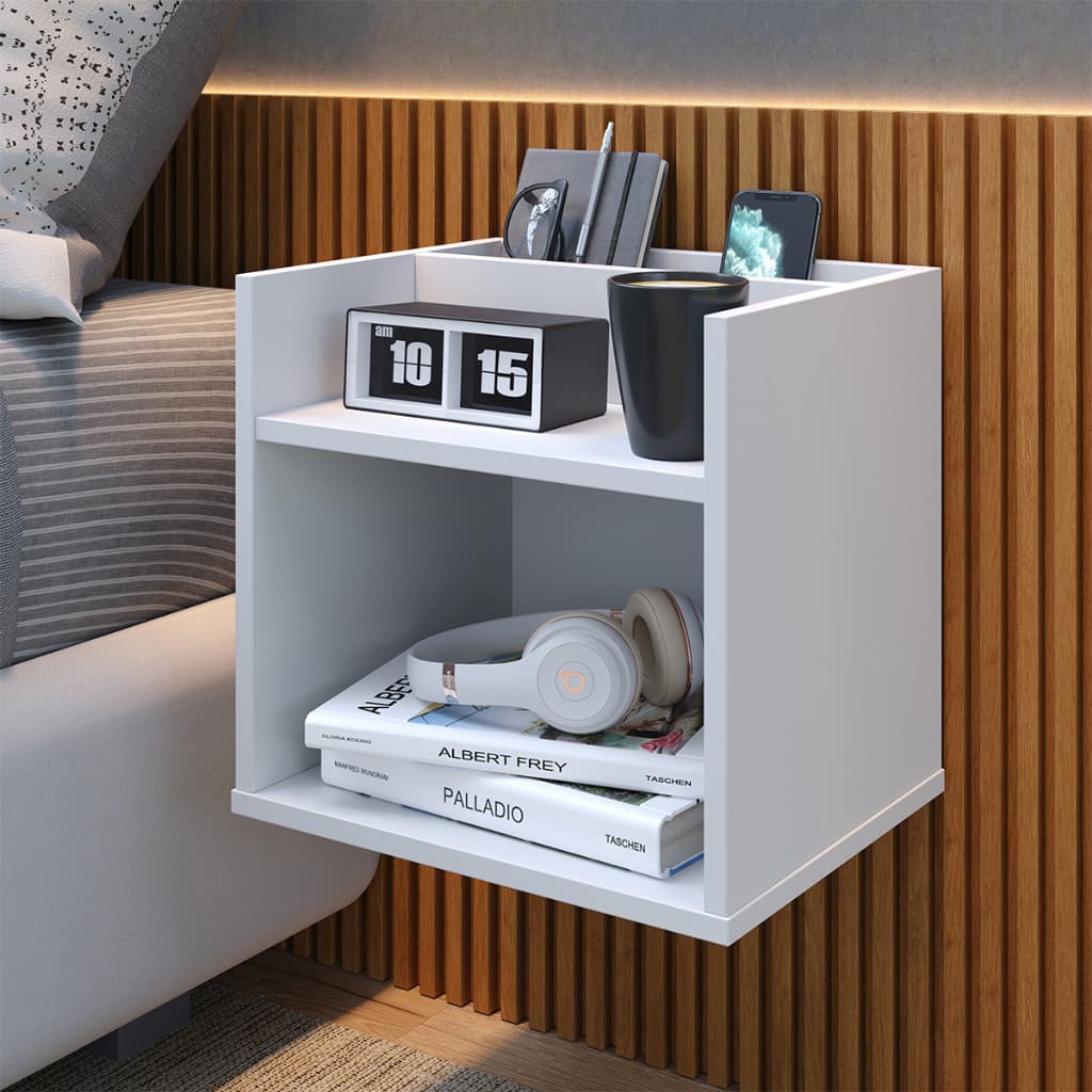 Mesa de Cabeceira Criado Suspenso Mudo Nicho Porta objetos Retro Quarto Madri