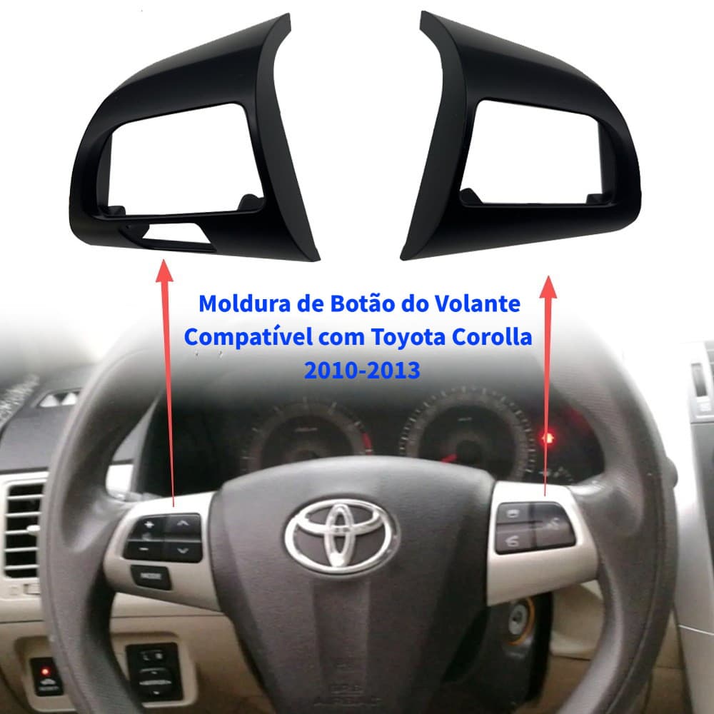 Moldura de Botão do Volante Compatível com Toyota Corolla 2010-2013