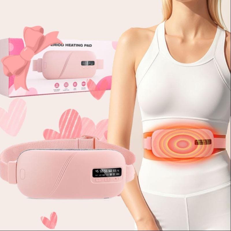 Almofada térmica menstrual, massageador de cintura, 5 compressas quentes e 4 cintos de vibração de alto nível.