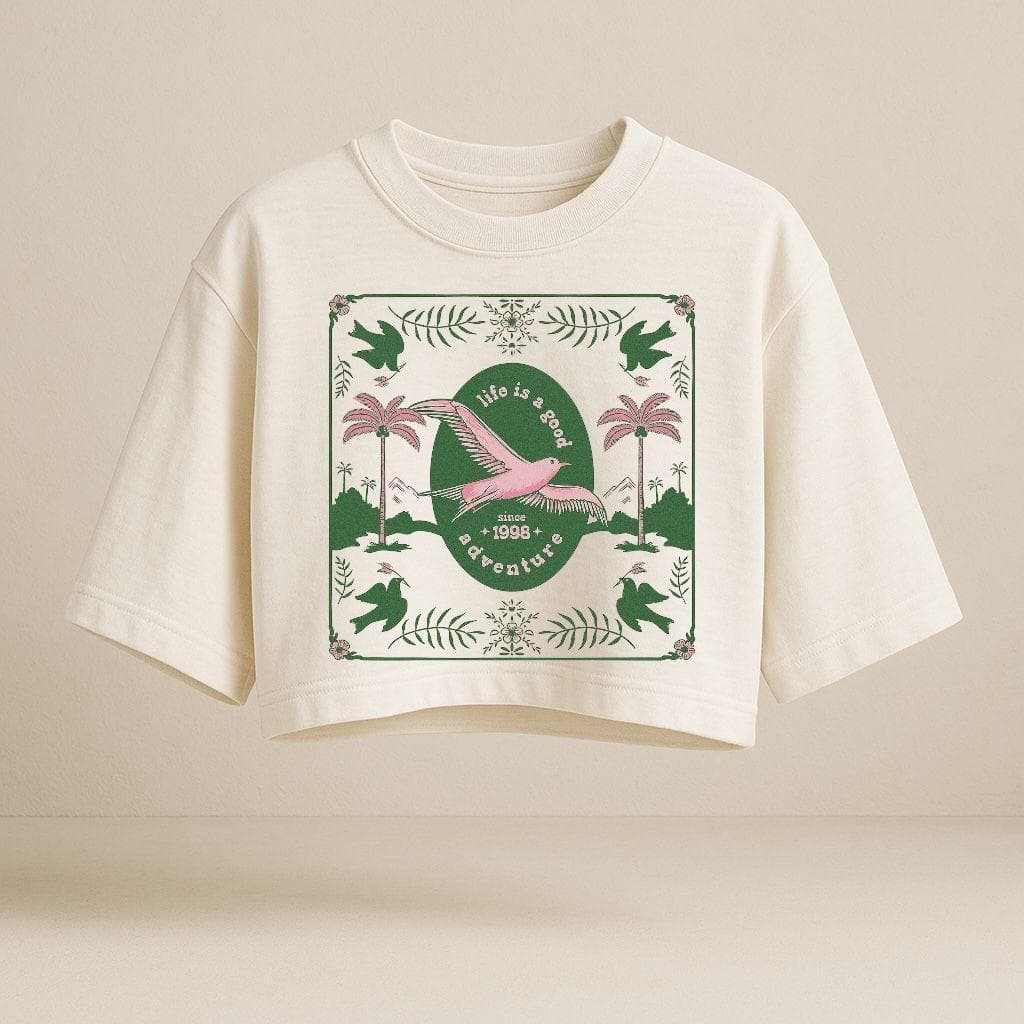 Cropped Over Sized Look Feminino Estampado Estiloso Tendencia