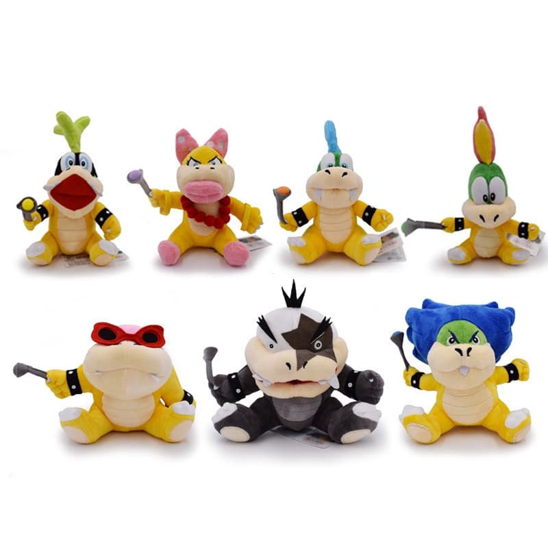 1 Pcs Super Mario Koopalings Brinquedos De Pelúcia Bendy LARRY IGGY Ludwig Roy Morton Lemmy O.Koopa Plush Soft Toy Stuff
