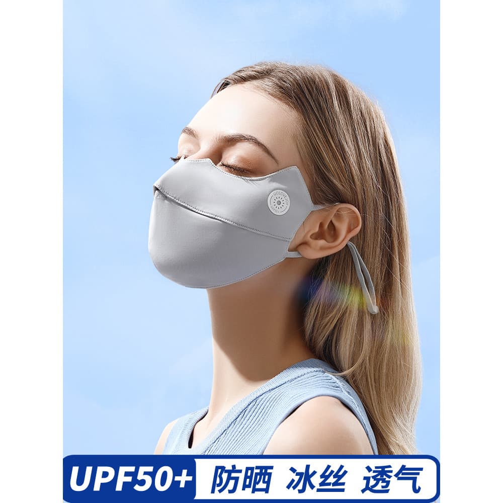 Máscara protetora solar de seda gelo respirável proteção para os olhos canto feminino Anti-ultravioleta máscara facial B