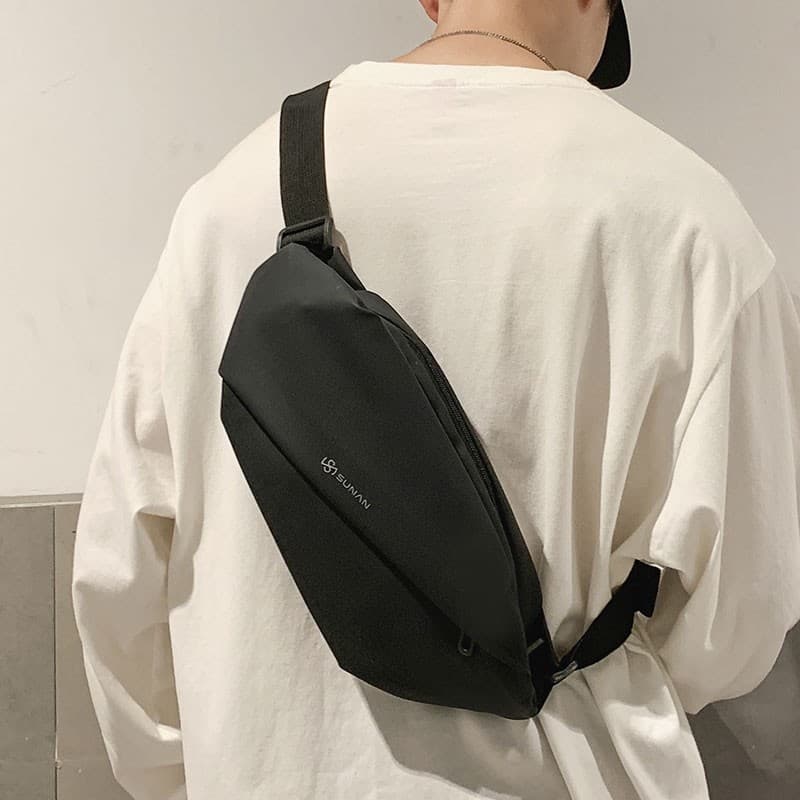 Bolsa mensageiro masculina Street Wear bolsa de peito japonesa masculina simples de ombro bolsa de cintura mochila