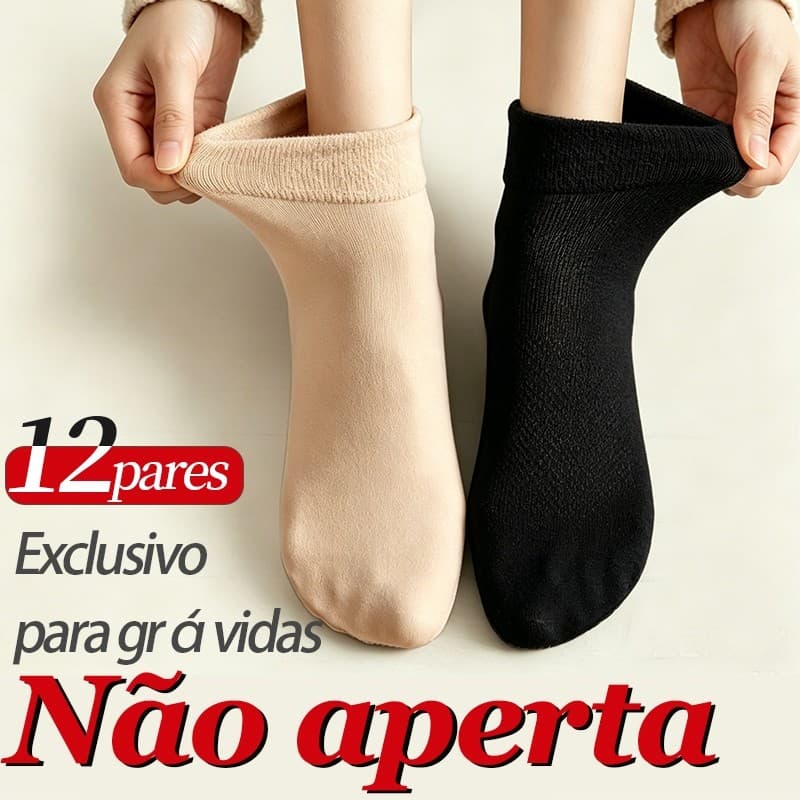 Kit 12 Meias de Inverno para Grávidas | Super Confortáveis | Tecido Elástico Anti-Inchaço | Aquecimento Instantâneo | Ca