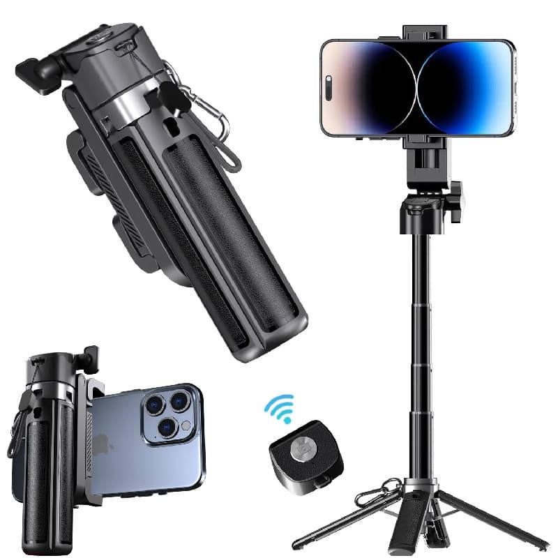Novo Bastão de Selfie Mini Sem Fio 5 em 1 de 2026 - 360 °   Rotativo, Compacto, Elegante, Controlado por Bluetooth, Tele