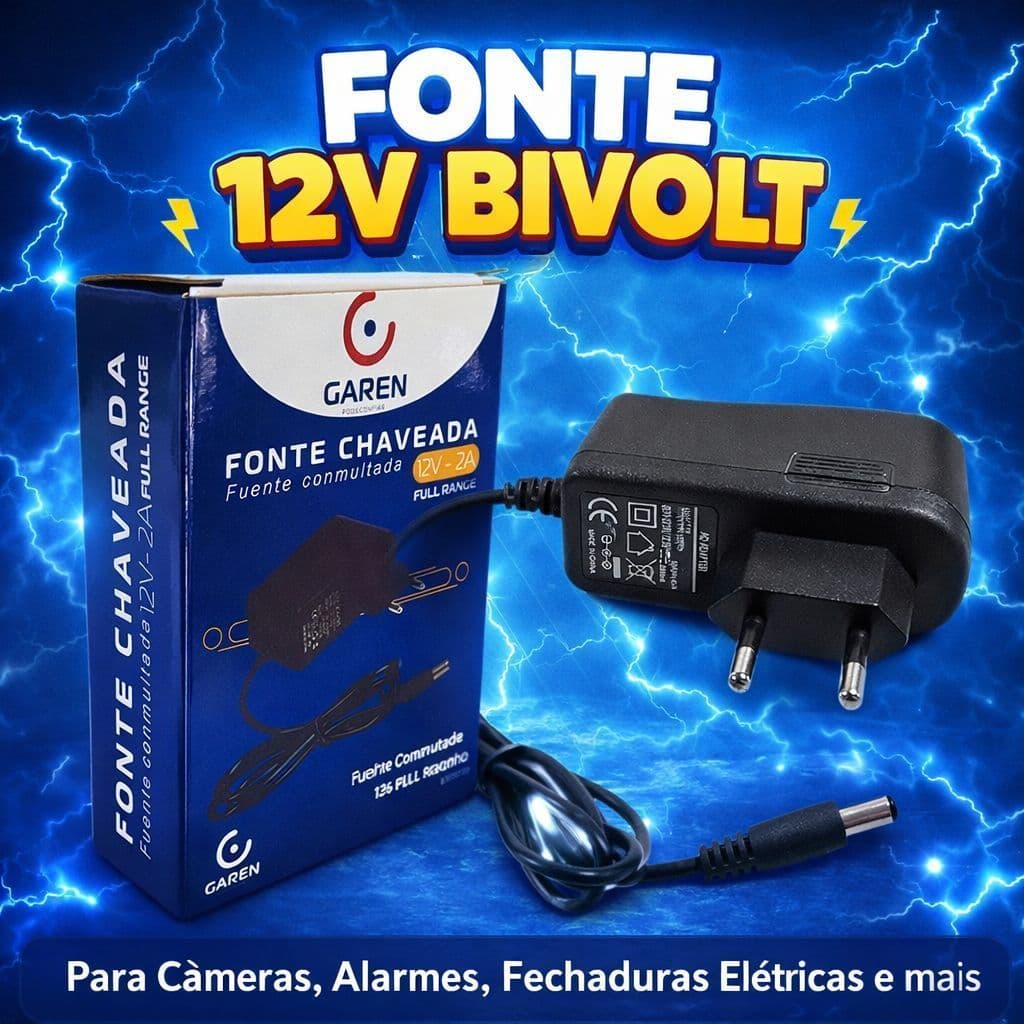 Fonte Bivolt 12v 2a Mec Pet P/ Cftv Garen Mcm