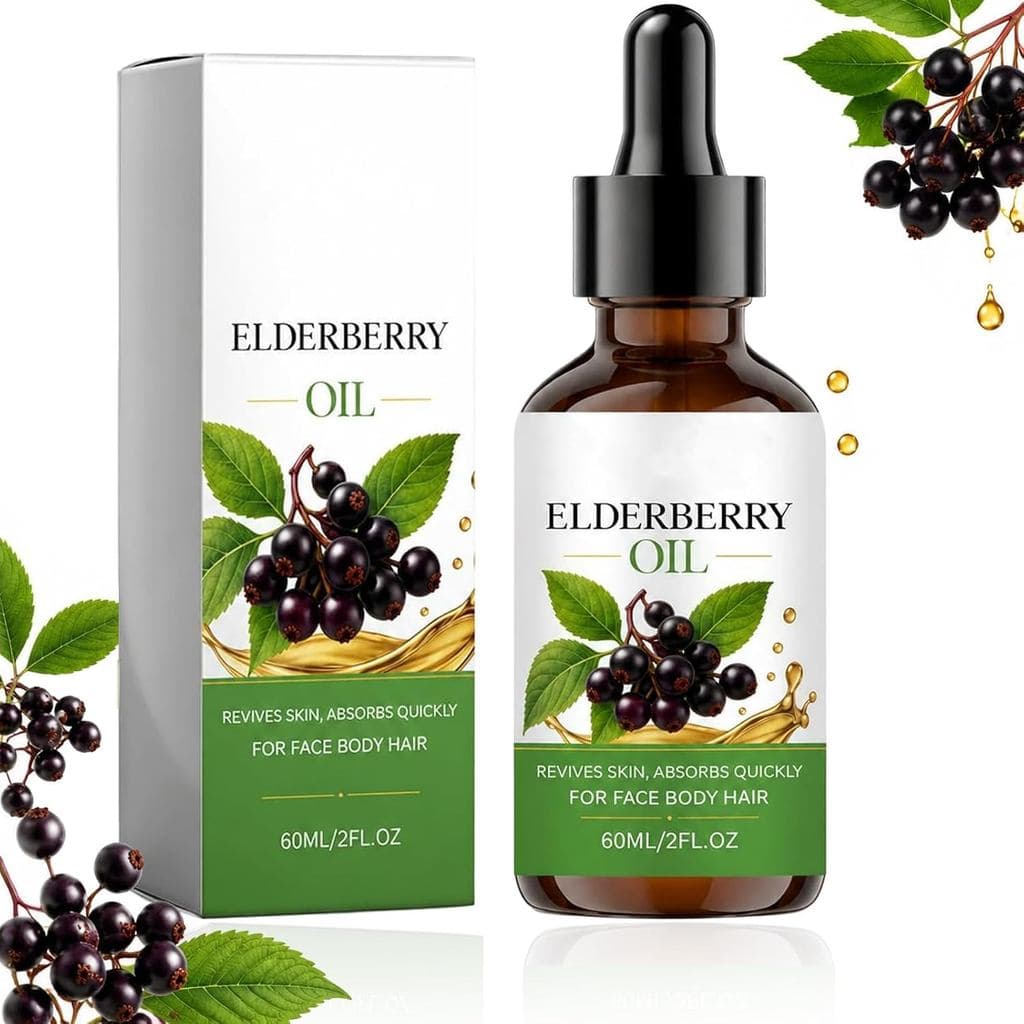 Óleo de Semente de Sabugueiro, Extrato Puro de Sambucus Nigra Prensado a Frio, Sérum Hidratante Leve de Rápida Absorção