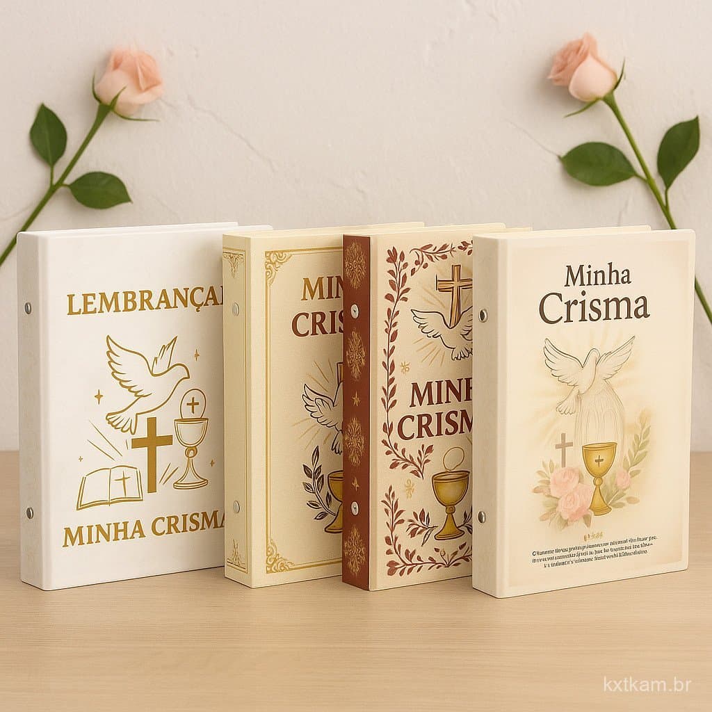 Album Capa Dura Crisma 15x21 ate 100 Fotos Religioso Lembranca Recordacao Memorias Igreja