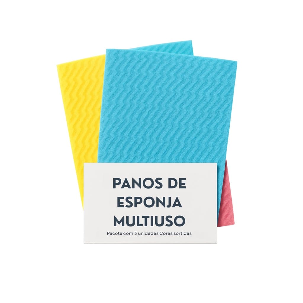 Kit De Panos Esponja Multiuso Reutilizáveis 3 Unidades
