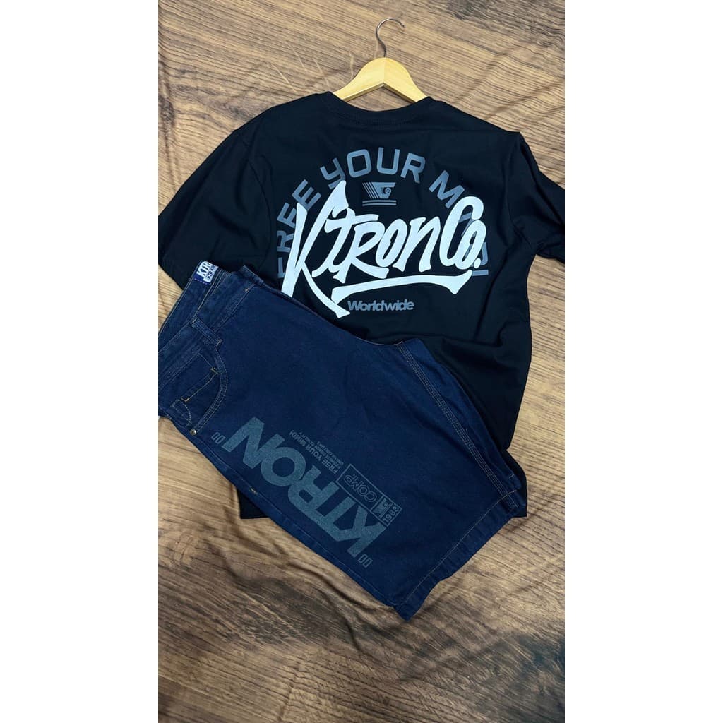 Kit Ktron Bermuda + Camiseta Original camiseta ktron bermuda jeans ktron roupas