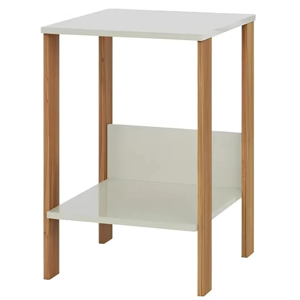 Mesa Auxiliar Industrial F14 Pradel 100% MDF Off White/Freijo Fosco 40x44x60 cm – Compacta e Funcional