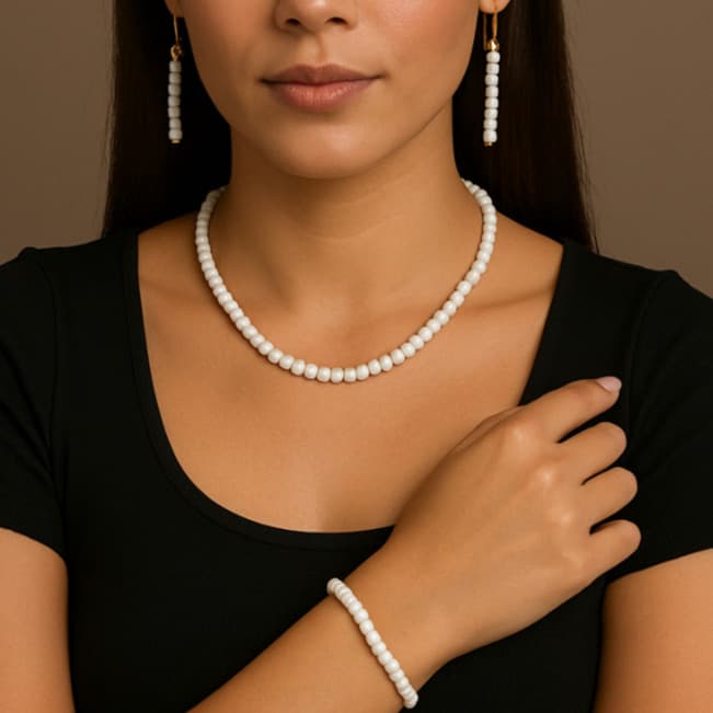Conjunto de Bijuteria Colar ,Brinco e Pulseira Personalizado de Miçanga - Artesanato - Resistente