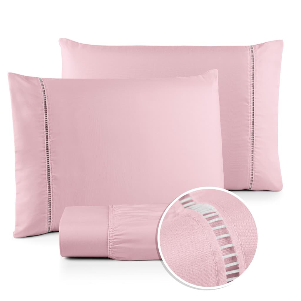 Kit Cama King 3 Peças Lençol em MicroPercal 400 Fios com Fronhas Palito